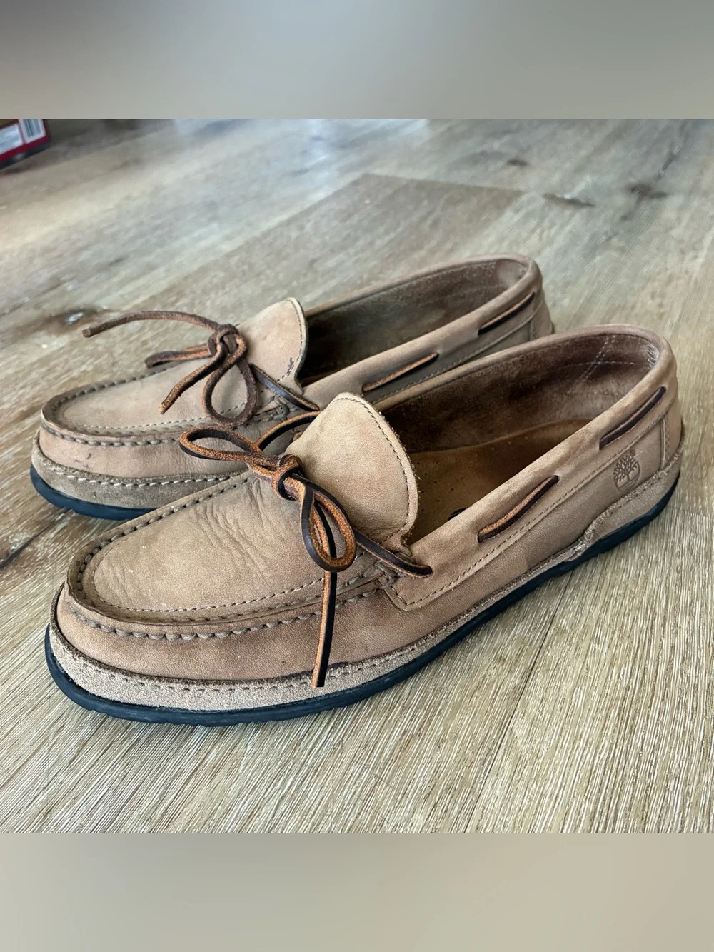 Timberland Brown Tan Nubuck Leather Moccasin Boat Shoes Men’s Size 7.5